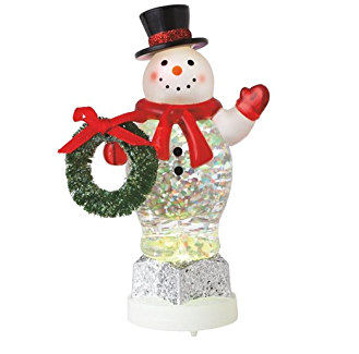 LED Light Up Shimmer Snowman with Wreath