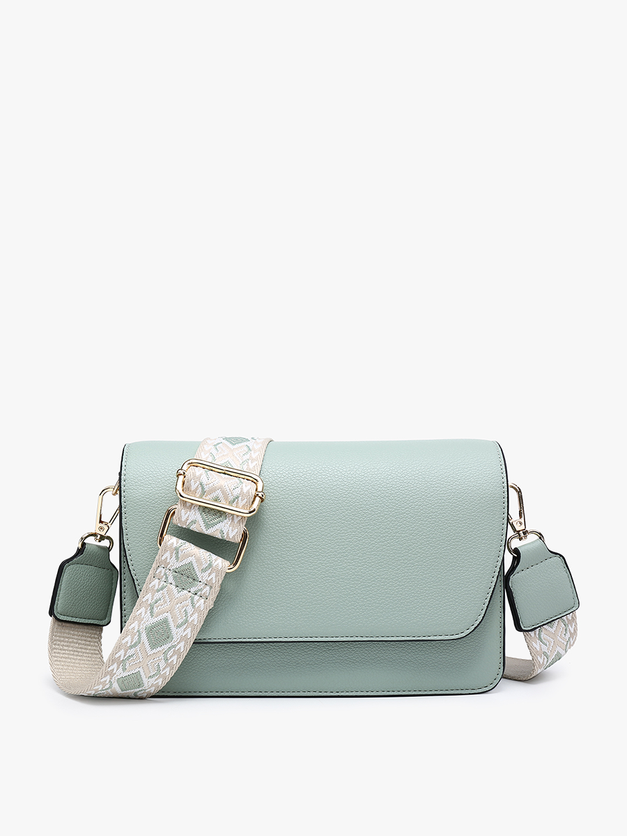 M2278 Noah Flapover Crossbody w/ Guitar Strap: Seafoam