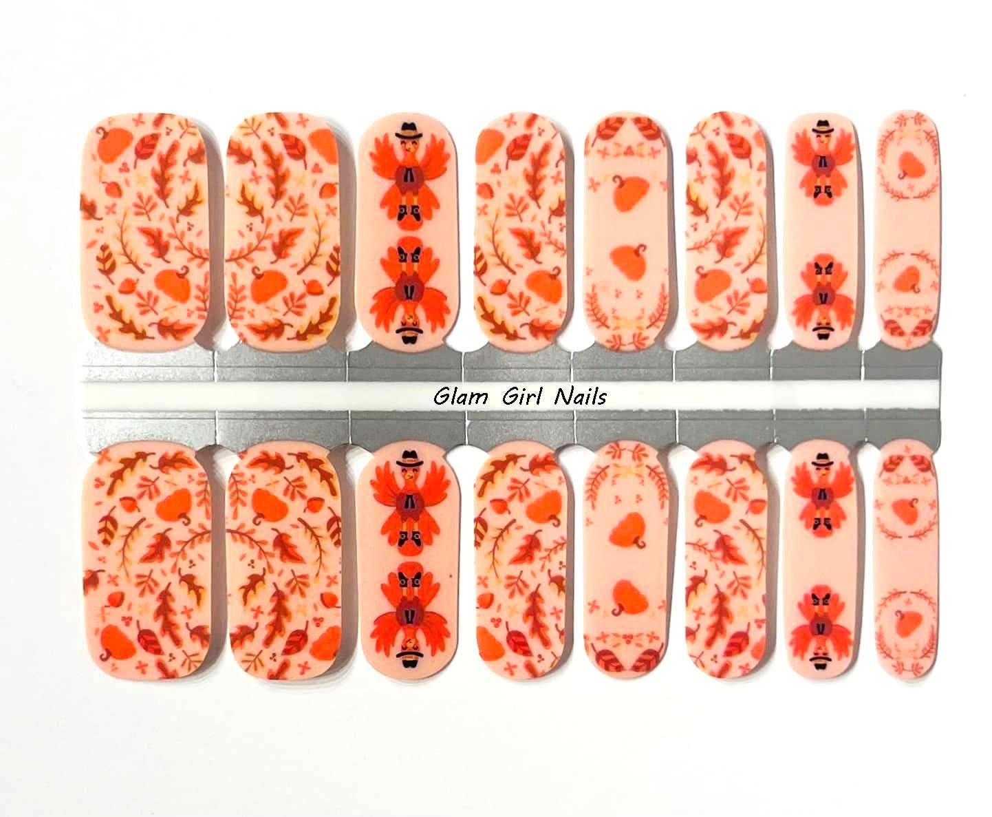 Pilgrim Turkeys Thanksgiving Nail Polish Strips