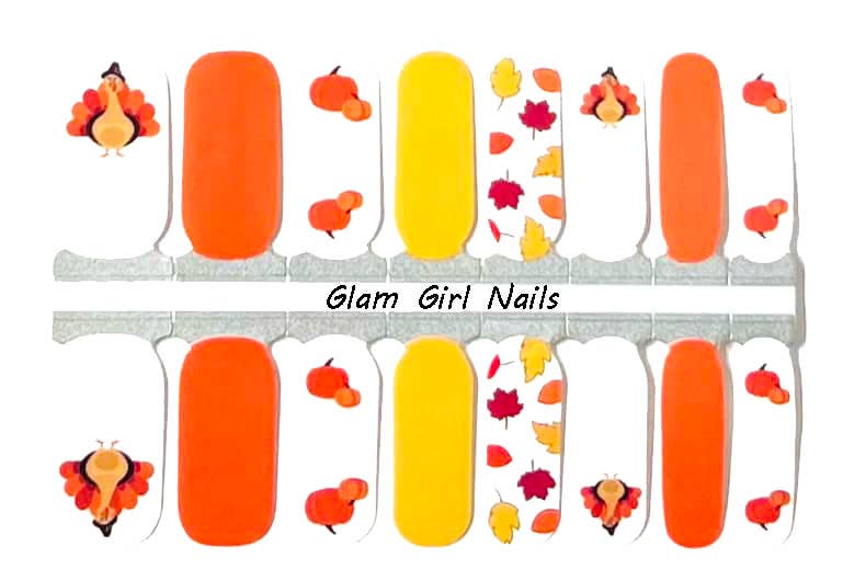 Turkey Time Thanksgiving Nail Wraps