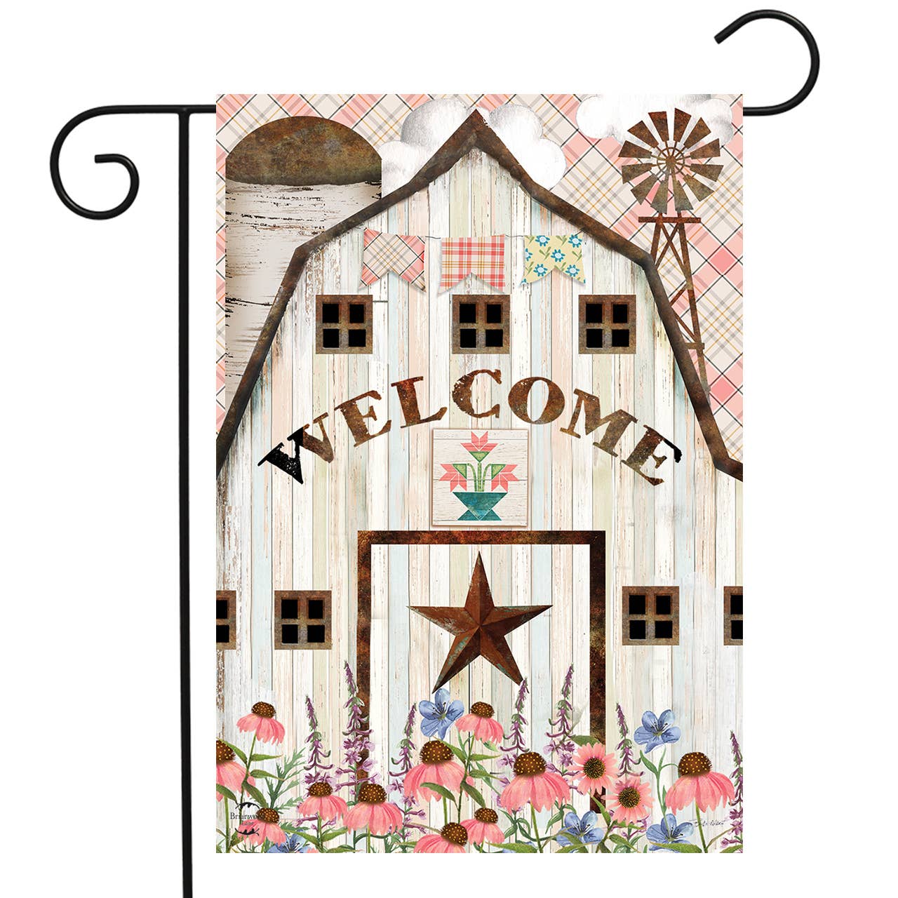 Barn In Bloom Garden Flag
