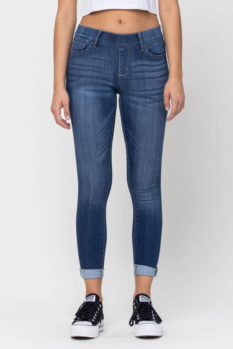 cello pull-on crop skinny jeggings with rolled hem