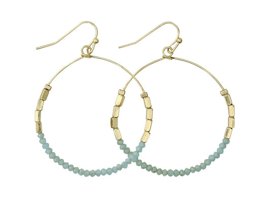 Aqua and Gold Beads Earrings