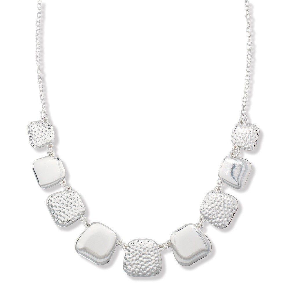 Silver Textured Squares Necklace