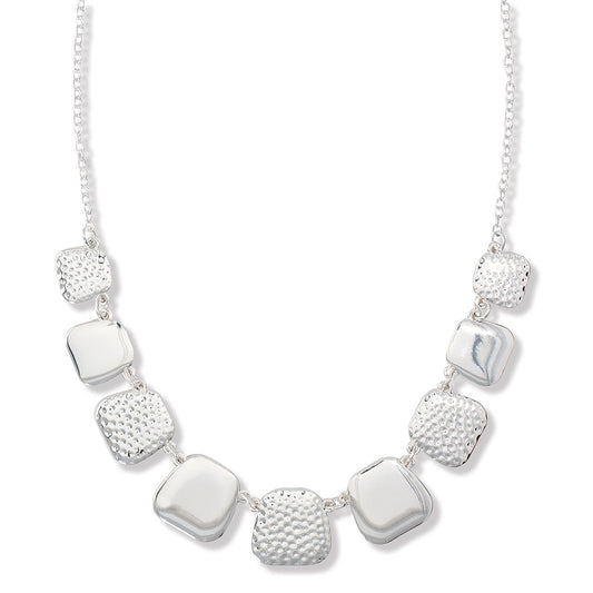 Silver Textured Squares Necklace