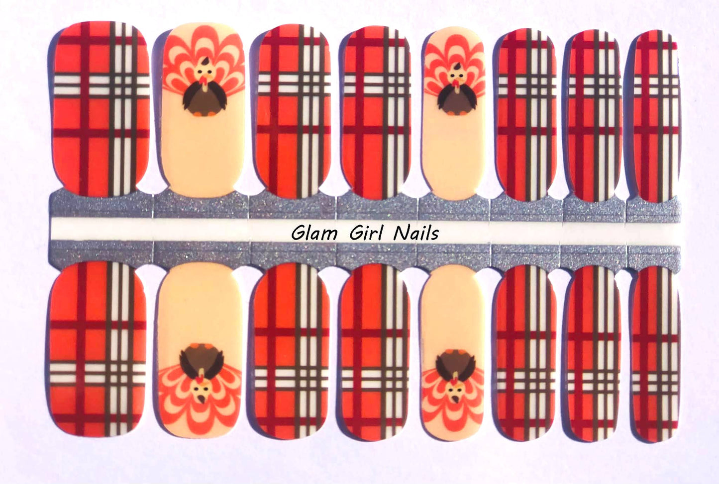 Plaid Turkey Thanksgiving Nail Wraps