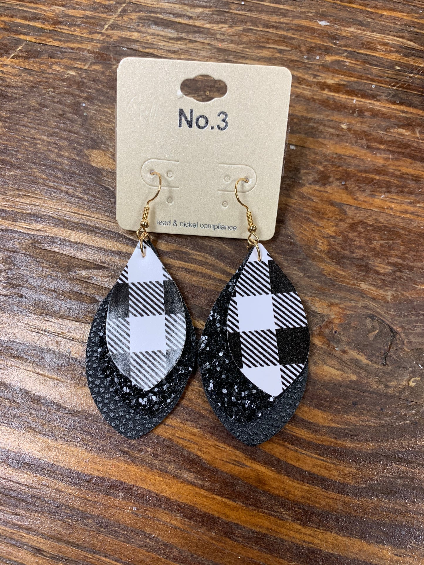 Black Leather Leaf Earrings