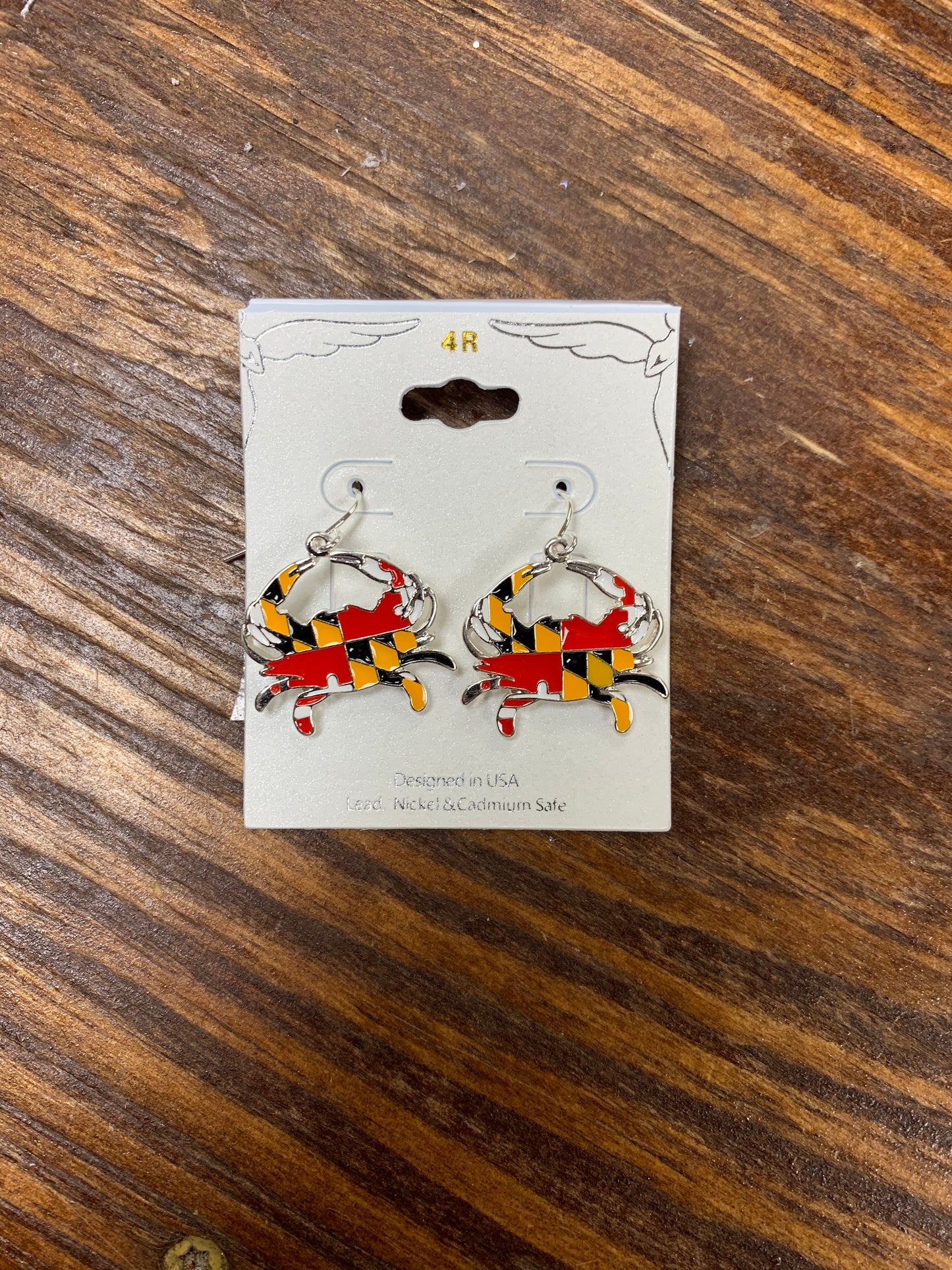 Maryland Flag Crab Earrings