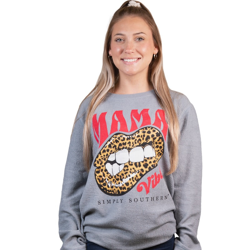 "Mama Vibes" Corded Crew Sweatshirt