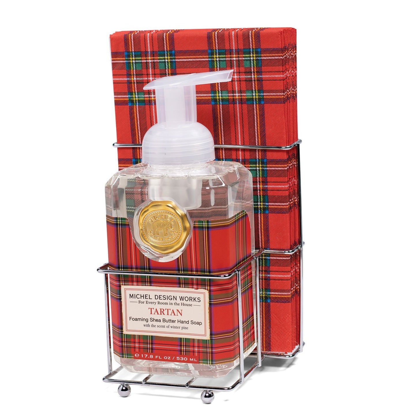 Tartan Foaming Soap and Napkin Set