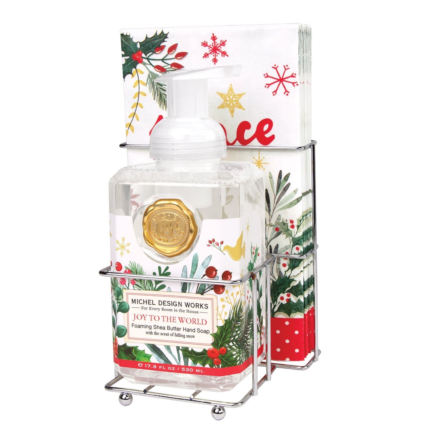 Joy to the World Foaming Hand Soap and Napkin Set