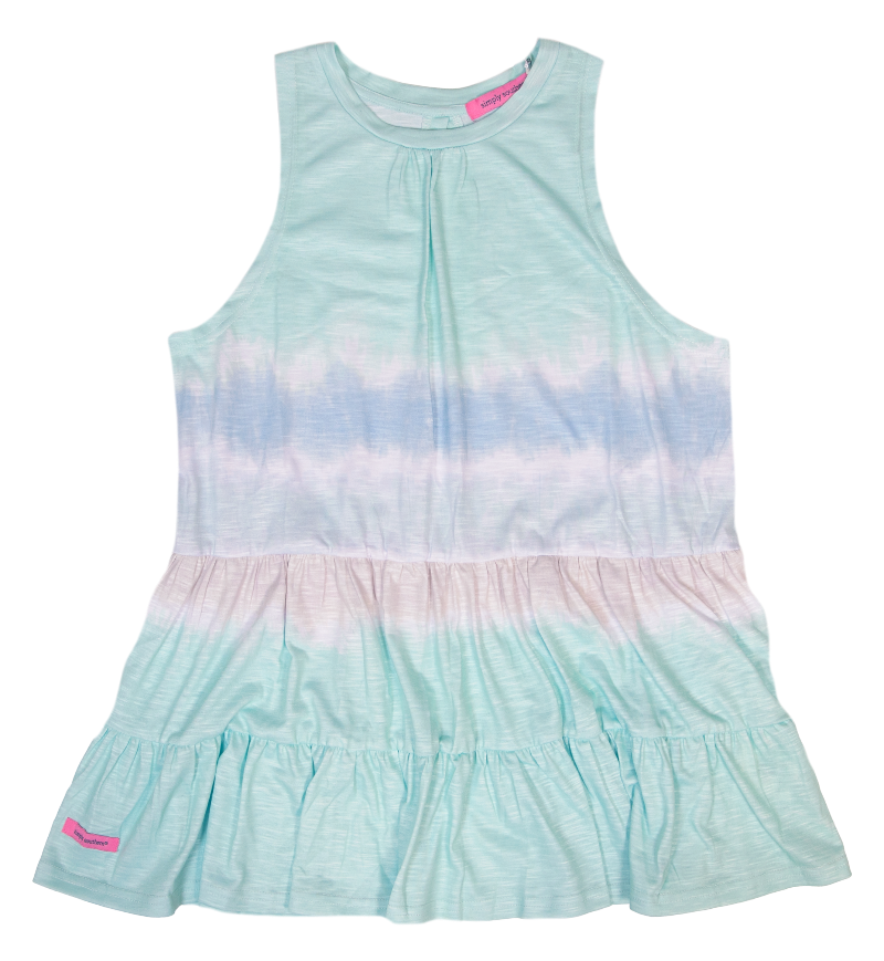 Tie Dye Gather Tank - Blue