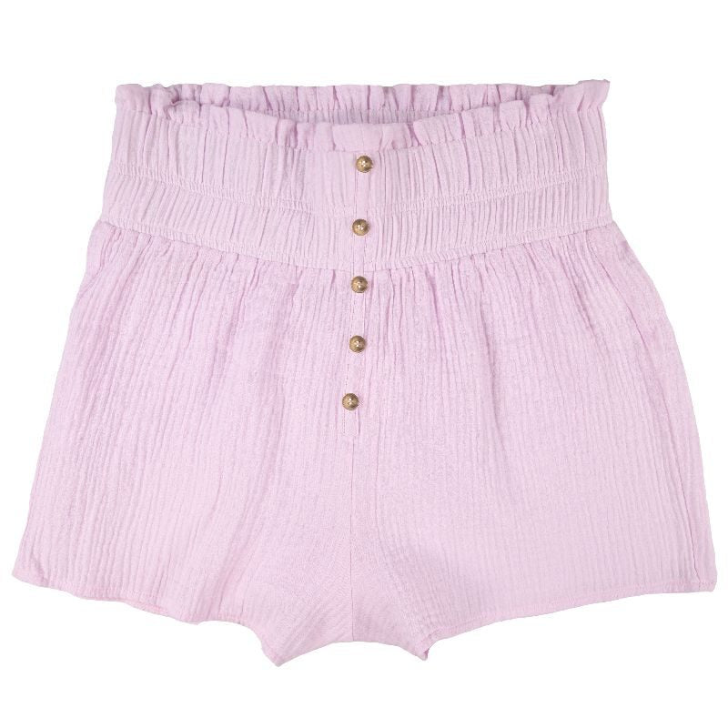 High Waisted Button Shorts - Aster