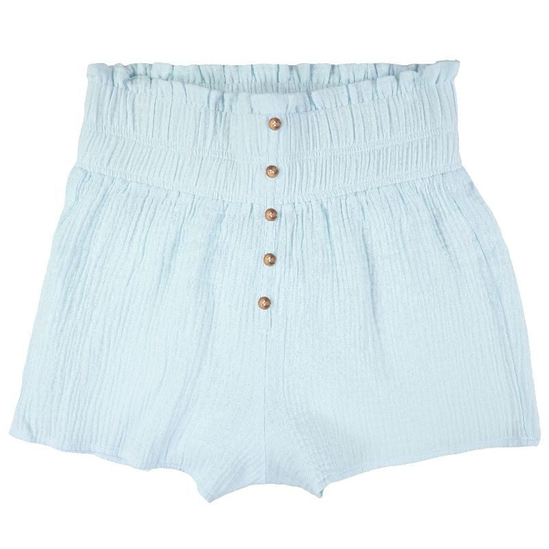 High Waisted Button Shorts - Sea