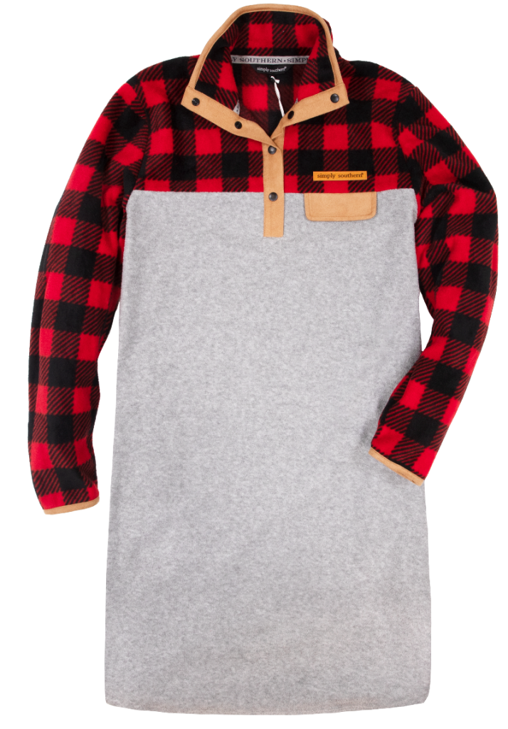 Simply Fleece Dress in Plaid Print