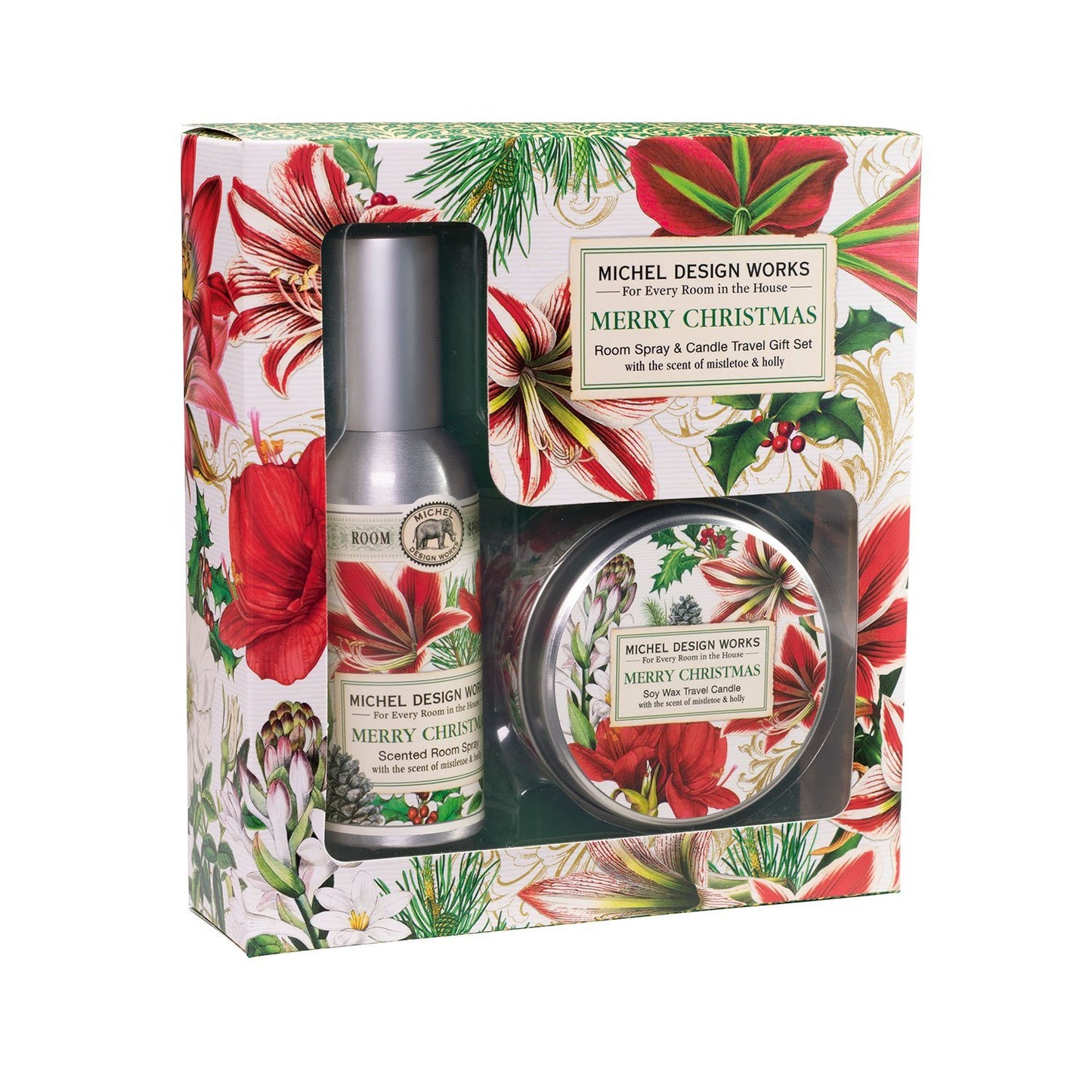 Merry Christmas Room Spray & Travel Candle Set