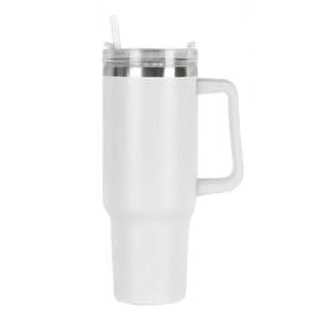 White 40 Oz Tumbler Cup with Handle