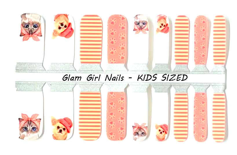 Puppies and Kitties KIDS SIZED Nail Polish Wraps