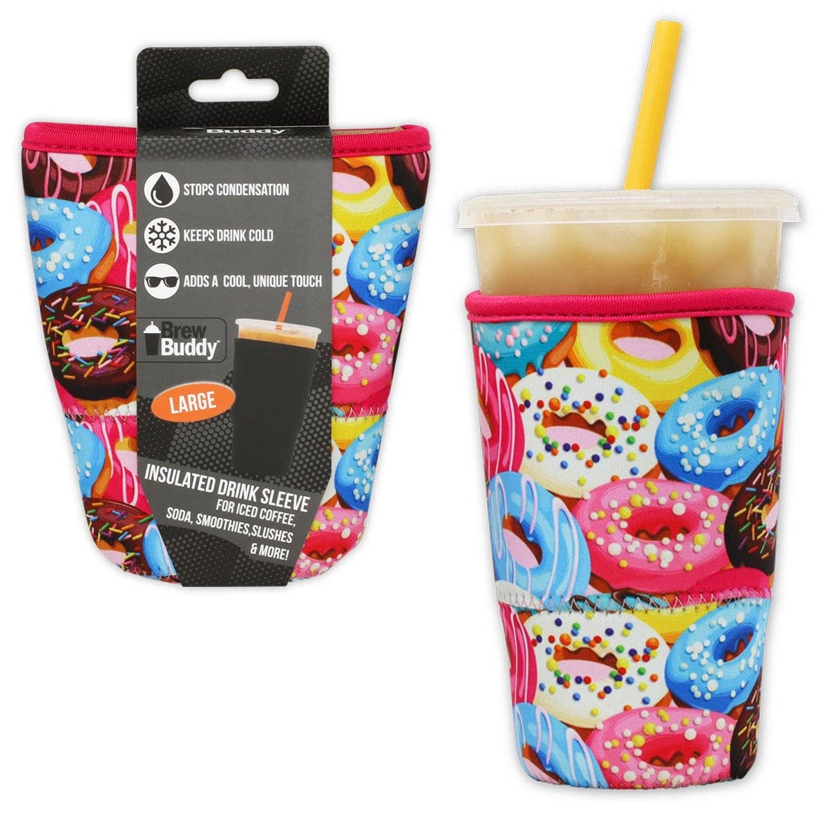 Brew Buddy Insulated Iced Coffee Sleeve - Donuts (Large)