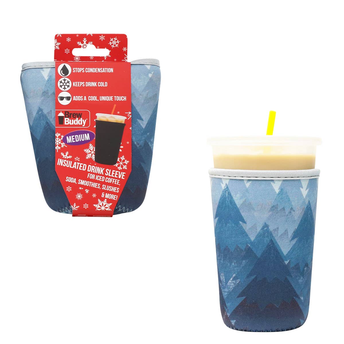Brew Buddy Insulated Iced Coffee Sleeve(Medium)- Winter Forest