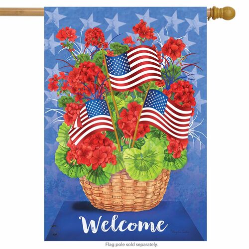 Patriotic Basket House Flag