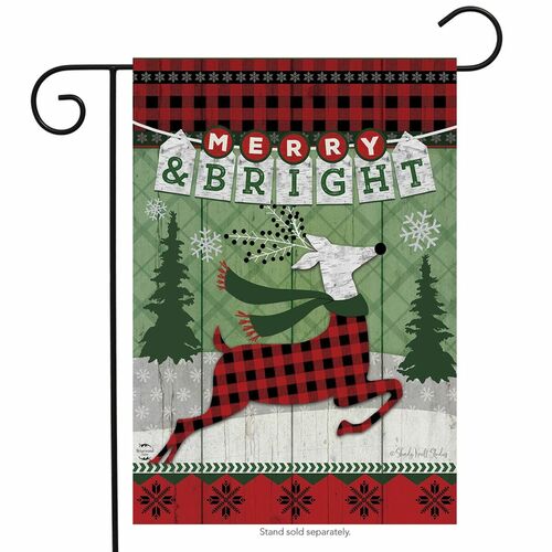 Merry and Bright Reindeer Garden Flag