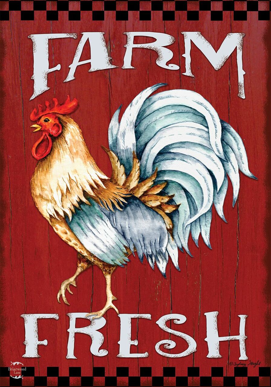Farm Fresh Rooster Garden Flag