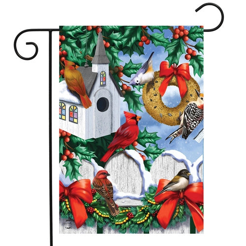 Christmas Birdhouse Garden Flag
