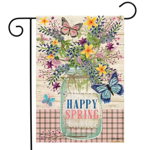 Happy Spring Mason Jar Garden Flag