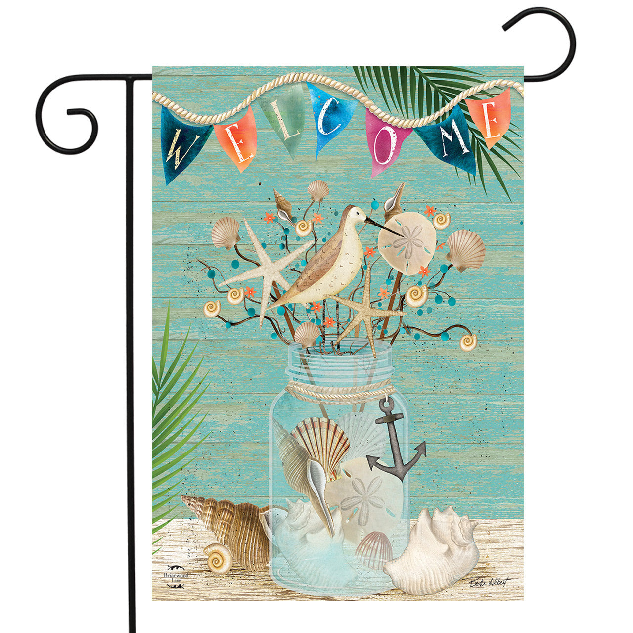 Coastal Mason Jar Garden Flag
