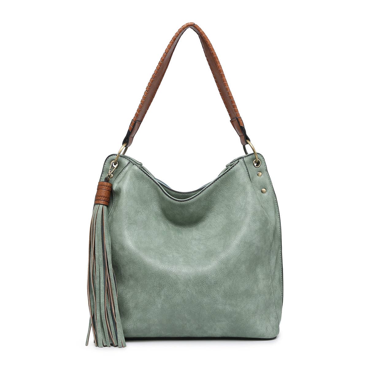 M1861 Amber Three Compartment Tassel Hobo Bag