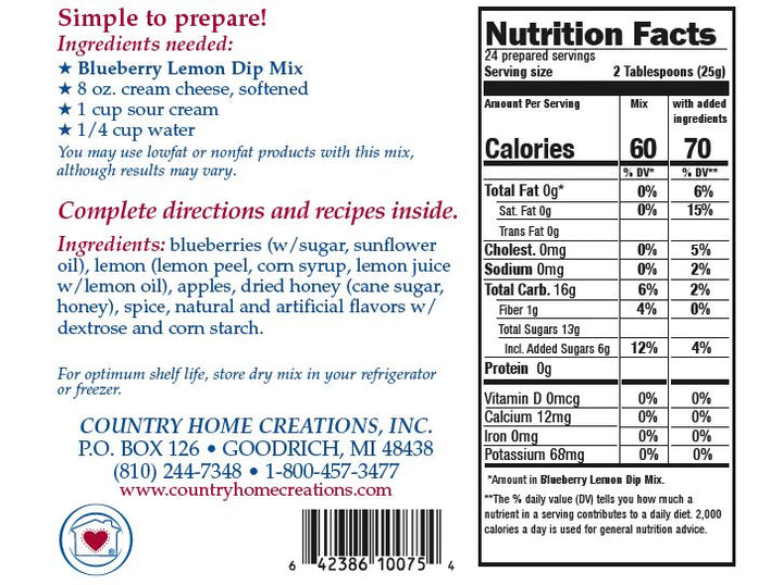 Blueberry Lemon Dip Mix