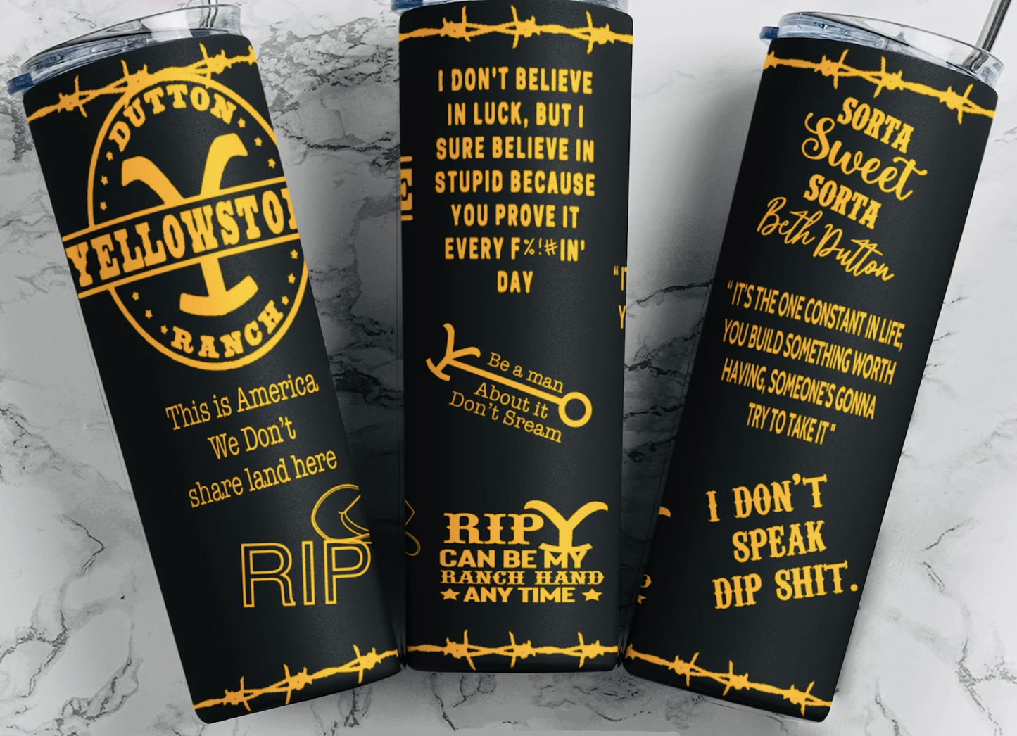 20 oz Stainless Steel Tumbler -Yellowstone Collage