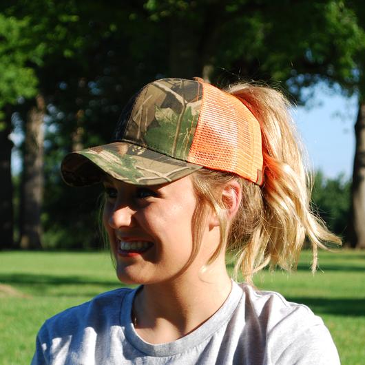 Camo Orange Pony Cap