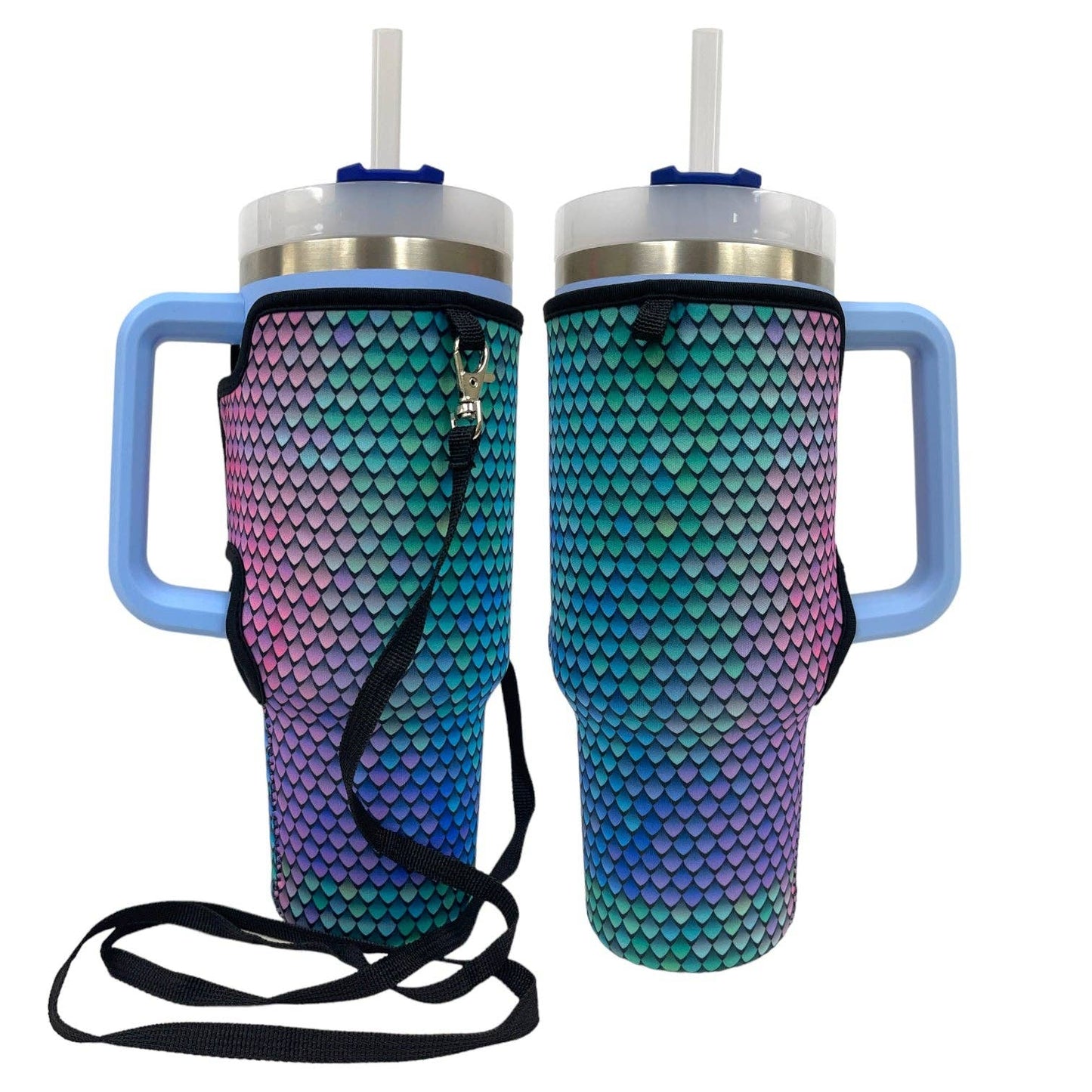 Purple Mermaid 40oz Tumbler With Handle Sleeve