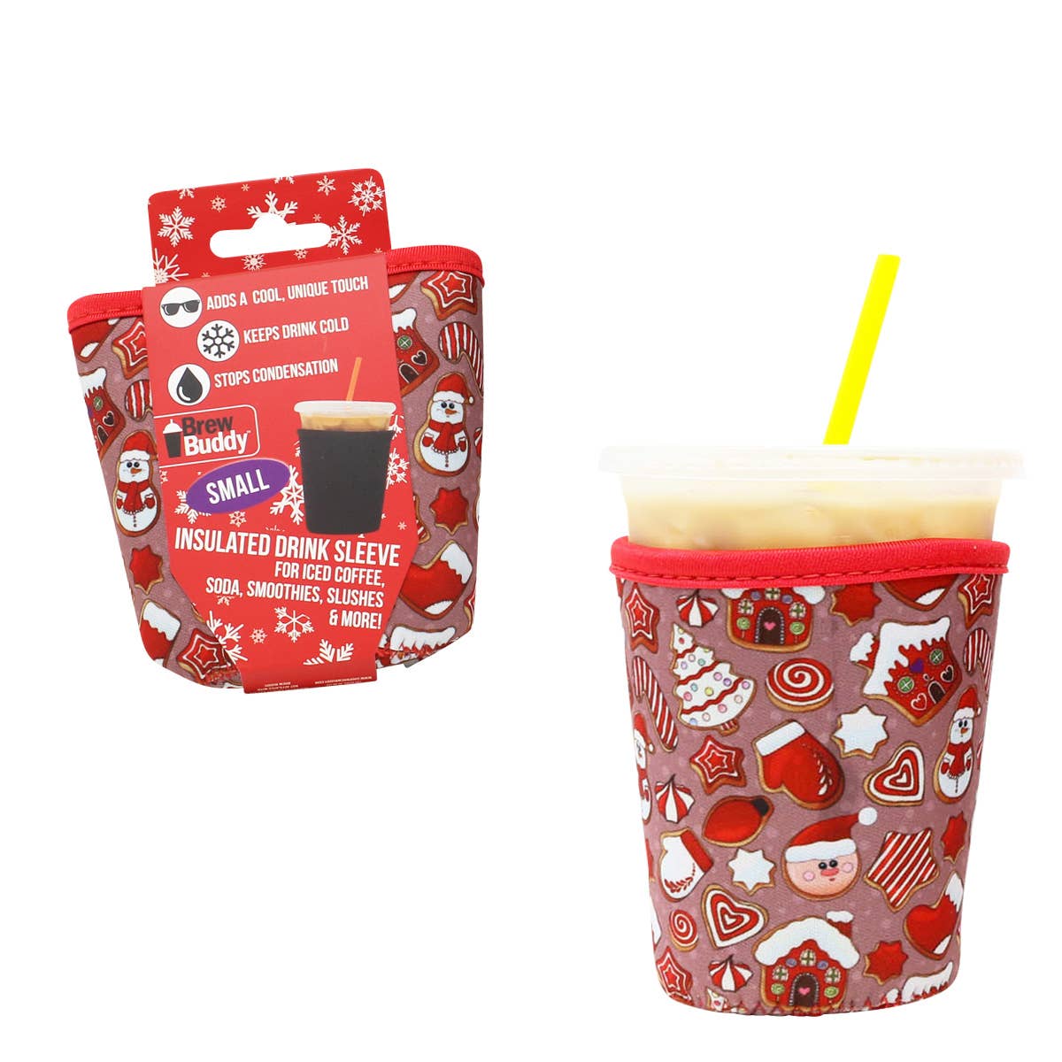 Brew Buddy Insulated Iced Coffee Sleeve (Small)- Happy Holidays