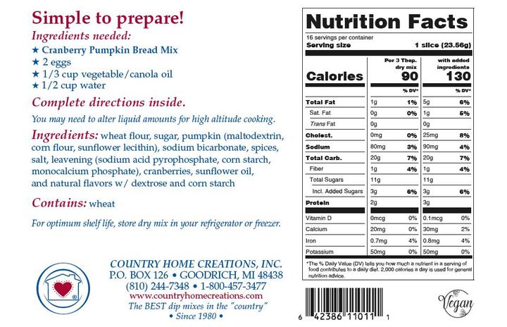 Cranberry Pumpkin Bread Mix