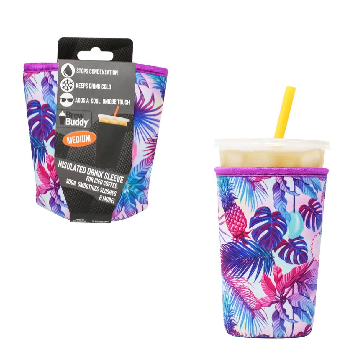 Brew Buddy Insulated Iced Coffee Sleeve - Pineapple Palm (Medium)