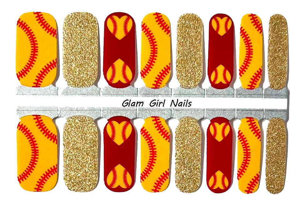 Softball Sparkle Nail Wraps
