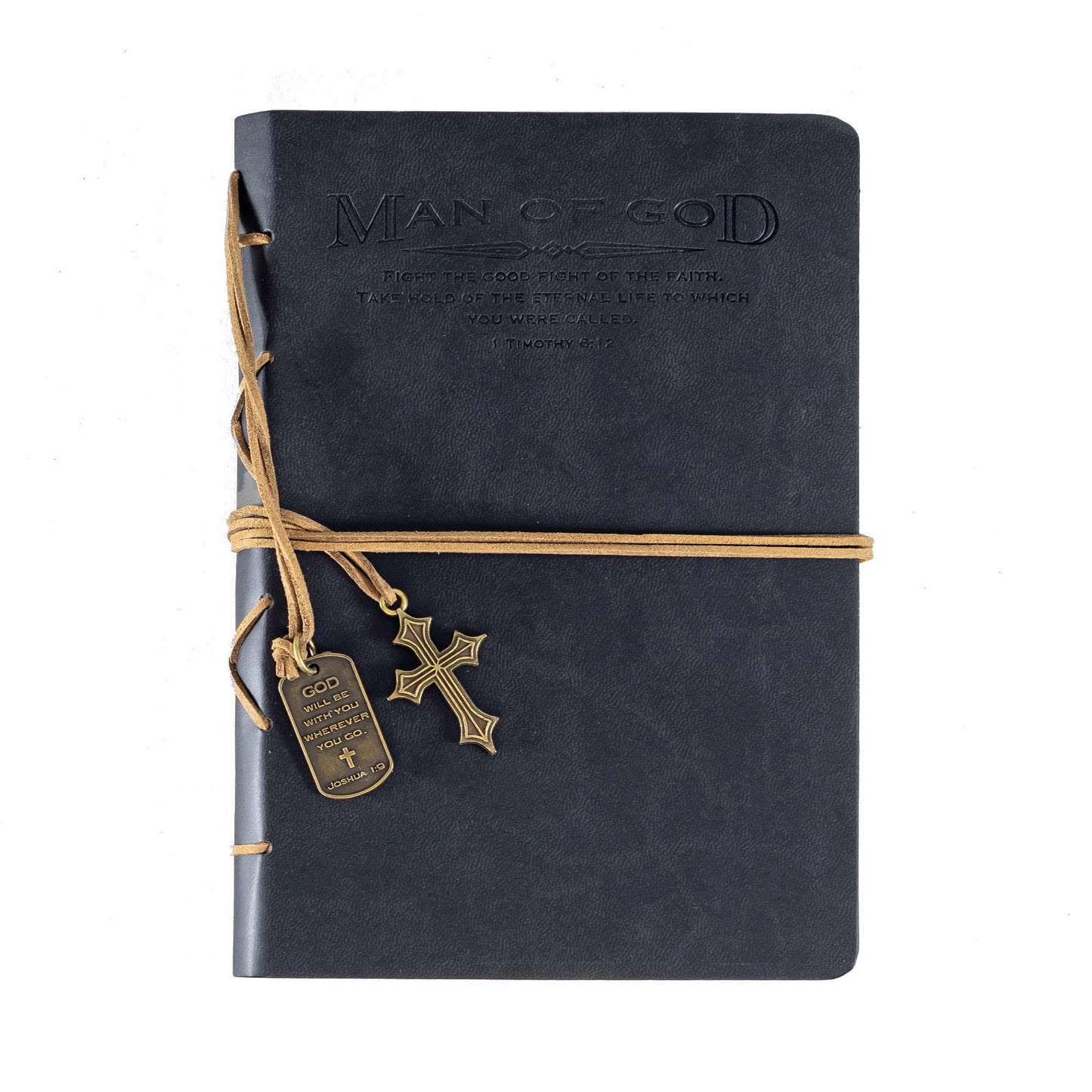 Faux Leather Journal Cross Charm (Black)