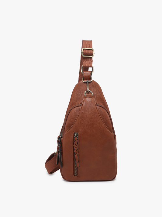 M2342 Nikki Dual Compartment Sling Pack Bag: Brown