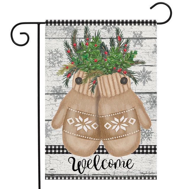 Farmhouse Mittens Winter Garden Flag
