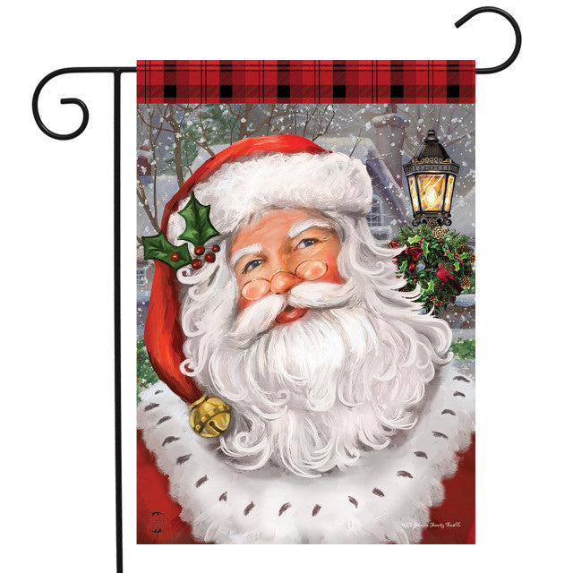 Checkered Santa Christmas Garden Flag