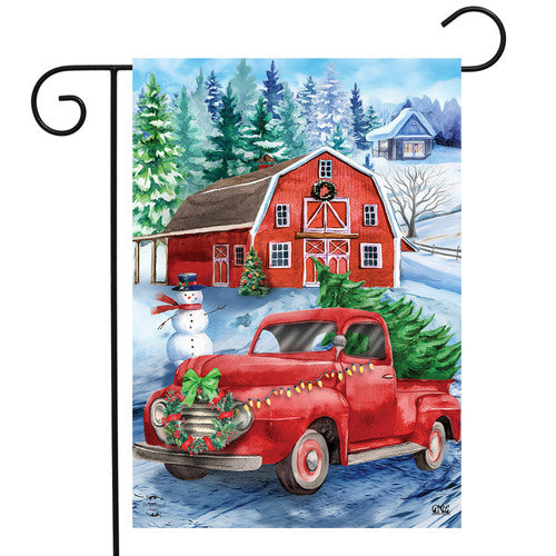 Picking Up The Tree Christmas Garden Flag