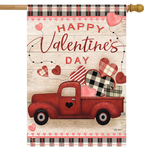 Valentine's Love Pickup House Flag