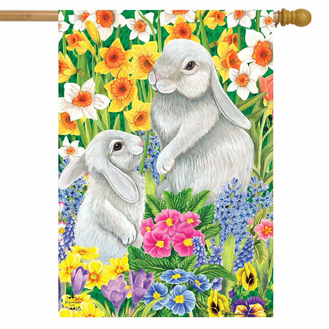 Spring Friends Bunnies House Flag