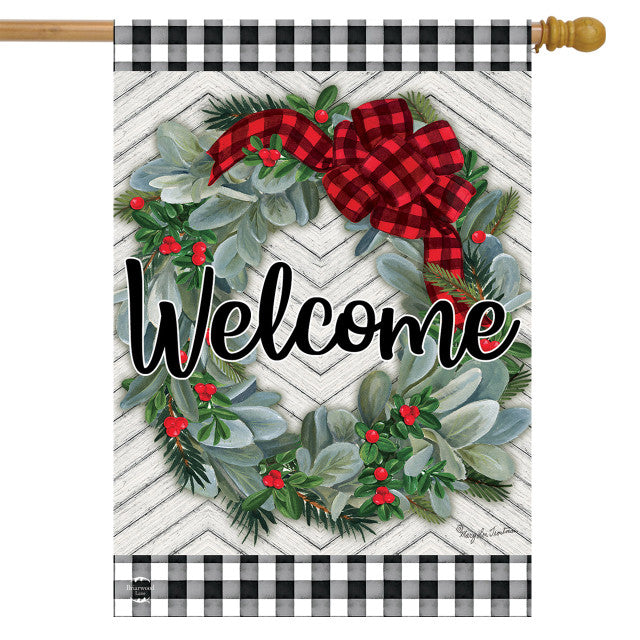 Winter Wreath House Flag