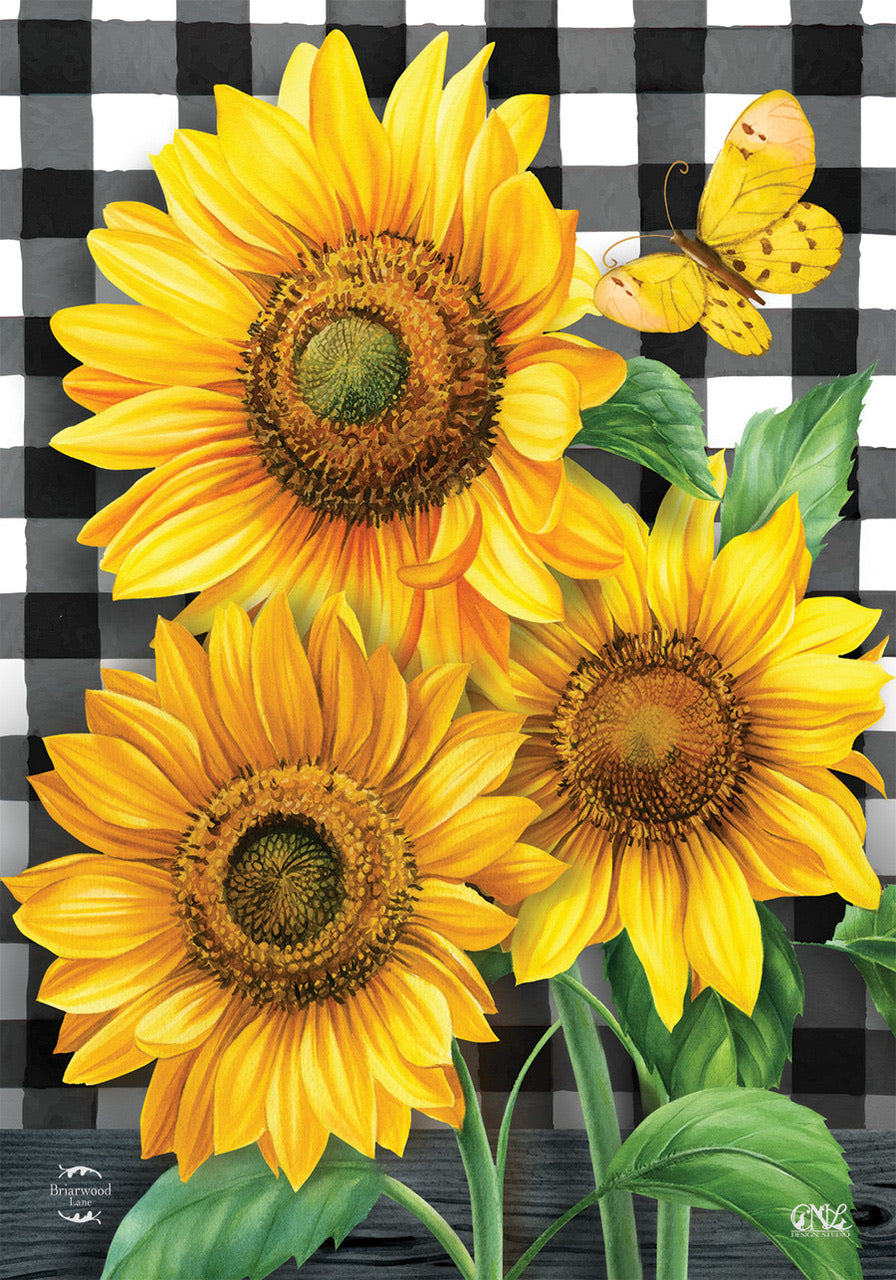 Checkered Sunflower Garden Flag