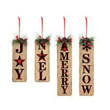 Wood Plaid Word Ornaments