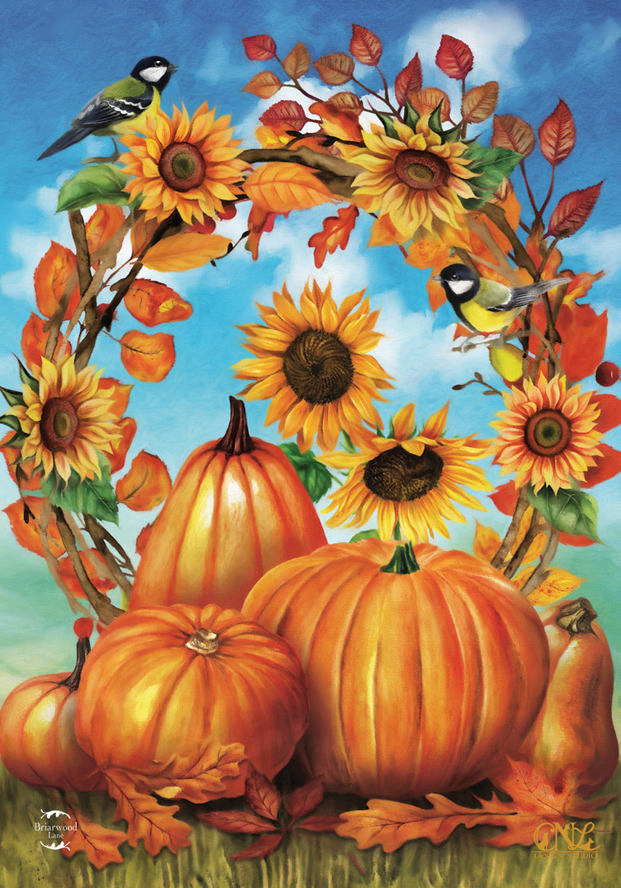 Autumn Wreath Still Life Garden Flag